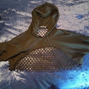 Fishnet cropped hoodie